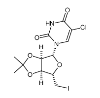 5'-deoxy-5'-iodo-2',3'-O-isopropylidene-5-chlorouridine structure