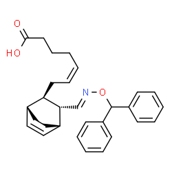 (Z)-7-[(1α,4α)-3α-[[(Diphenylmethoxy)imino]methyl]bicyclo[2.2.2]oct-5-en-2β-yl]-5-heptenoic acid结构式