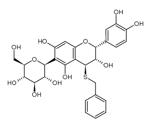 6-C-β-D-glucopyranosyl(-)-epicatechin 4-β-benzylthioether结构式