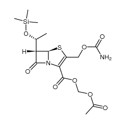 (5R,6S)-acetoxymethyl 3-((carbamoyloxy)methyl)-7-oxo-6-((R)-1-((trimethylsilyl)oxy)ethyl)-4-thia-1-azabicyclo[3.2.0]hept-2-ene-2-carboxylate Structure