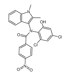 N-(2,4-dichloro-6-hydroxyphenyl)-N-(1,2-dimethyl-1H-indol-3-yl)-4-nitrobenzamide结构式
