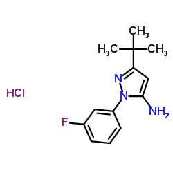 1-(3-Fluorophenyl)-3-(2-methyl-2-propanyl)-1H-pyrazol-5-amine hydrochloride (1:1) Structure