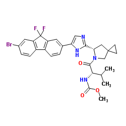 N-[(1S)-1-[[(6S)-6-[5-(7-BROMO-9,9-DIFLUORO-9H-FLUOREN-2-YL)-1H-IMIDAZOL-2-YL]-5-AZASPIRO[2.4]HEPT-5-YL]CARBONYL]-2-METHYLPROPYL]CARBAMIC ACID METHYL ESTER structure