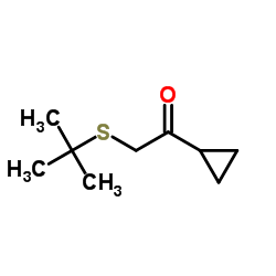 1-Cyclopropyl-2-[(2-methyl-2-propanyl)sulfanyl]ethanone Structure