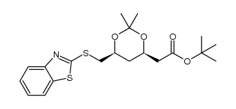tert-butyl 2-[(4R,6S)-6-[(benzo[d]thiazol-2-ylthio)methyl]-2,2-dimethyl-1,3-dioxan-4yl]acetate Structure