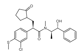 2(R)-(3-chloro-4-methylsulfanylphenyl)-N-methyl-N-[1(R)-methyl-2-oxo-2(R)-phenylethyl]-3-(2-oxocyclopentyl)proprionamide Structure