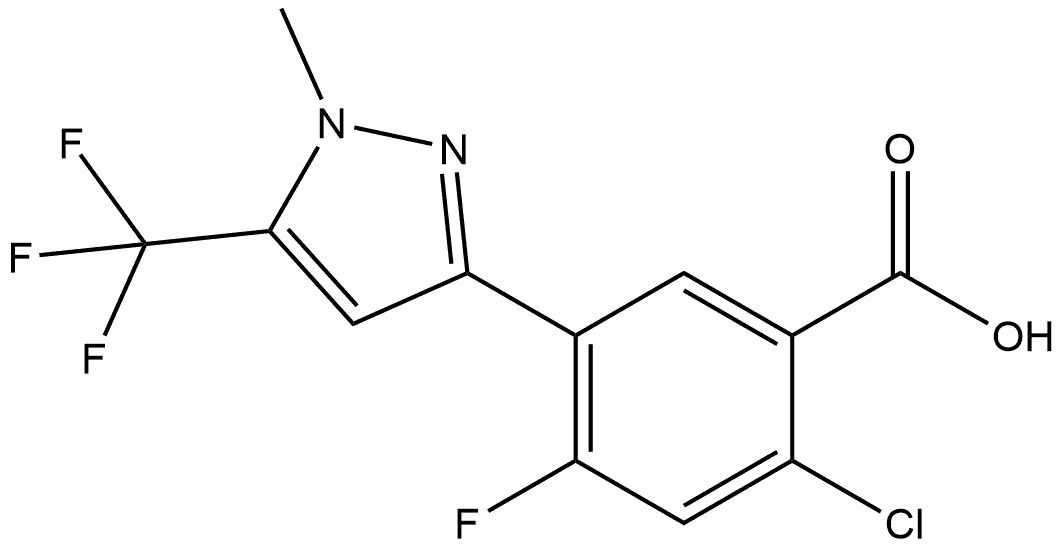 2-Chloro-4-fluoro-5-[1-methyl-5-(trifluoromethyl)-1H-pyrazol-3-yl]benzoic Acid Structure