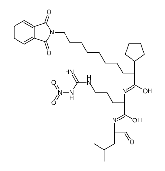 N-[(2S)-5-[[amino(nitramido)methylidene]amino]-1-[[(2S)-4-methyl-1-oxopentan-2-yl]amino]-1-oxopentan-2-yl]-2-cyclopentyl-10-(1,3-dioxoisoindol-2-yl)decanamide结构式