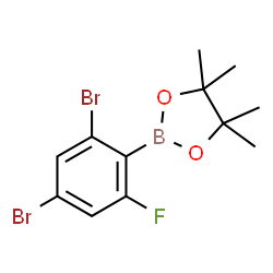 2,4-Dibromo-6-fluorophenylboronic acid pinacol ester结构式