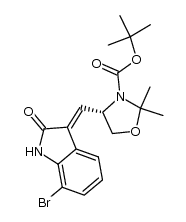 (S,E)-tert-butyl 4-((7-bromo-2-oxoindolin-3-ylidene)methyl)-2,2-dimethyloxazolidine-3-carboxylate结构式