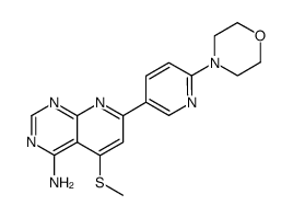 5-methylsulfanyl-7-(6-(morpholin-4-yl)-pyridin-3-yl)pyrido[2,3-d]pyrimidin-4-ylamine结构式