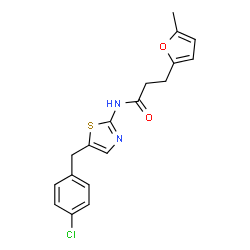 N-(5-(4-chlorobenzyl)thiazol-2-yl)-3-(5-methylfuran-2-yl)propanamide structure