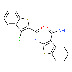 N-(3-carbamoyl-4,5,6,7-tetrahydrobenzo[b]thiophen-2-yl)-3-chlorobenzo[b]thiophene-2-carboxamide结构式