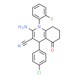 2-amino-4-(4-chlorophenyl)-1-(2-fluorophenyl)-5-oxo-1,4,5,6,7,8-hexahydro-3-quinolinecarbonitrile Structure