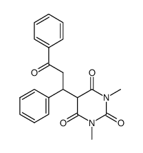 1,3-dimethyl-5-(3-oxo-1,3-diphenyl-propyl)-pyrimidine-2,4,6-trione结构式