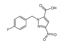 2-[(4-fluorophenyl)methyl]-5-nitropyrazole-3-carboxylic acid Structure