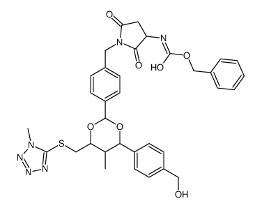 benzyl N-[1-[[4-[4-[4-(hydroxymethyl)phenyl]-5-methyl-6-[(1-methyltetrazol-5-yl)sulfanylmethyl]-1,3-dioxan-2-yl]phenyl]methyl]-2,5-dioxopyrrolidin-3-yl]carbamate结构式
