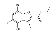 5,7-dibromo-2-ethoxycarbonyl-4-hydroxy-3-methylbenzo[b]furan结构式