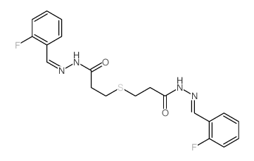 N-[(2-fluorophenyl)methylideneamino]-3-[2-[[(2-fluorophenyl)methylideneamino]carbamoyl]ethylsulfanyl]propanamide结构式