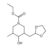 ethyl 3-(1,3-dioxolan-2-ylmethyl)-4-hydroxy-5-methylpiperidine-1-carboxylate Structure