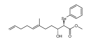 (E)-(2R,3R)-3-Hydroxy-6-methyl-2-phenylselanyl-undeca-6,10-dienoic acid methyl ester结构式