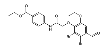 Benzoic acid, 4-[[2-(2,3-dibromo-6-ethoxy-4-formylphenoxy)acetyl]amino]-, ethyl ester Structure