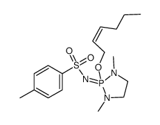 (Z)-N-(2-hex-2-enyloxy-1,3-dimethyl-2λ5-[1,3,2]diazaphospholidin-2-ylidene)-4-methyl-benzenesulfonamide Structure