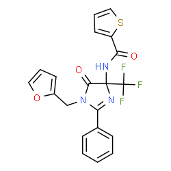 N-[1-(furan-2-ylmethyl)-5-oxo-2-phenyl-4-(trifluoromethyl)-4,5-dihydro-1H-imidazol-4-yl]thiophene-2-carboxamide structure