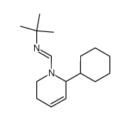 tert-Butyl-[1-(6-cyclohexyl-3,6-dihydro-2H-pyridin-1-yl)-meth-(E)-ylidene]-amine结构式