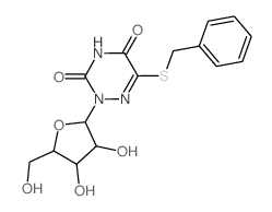 6-benzylsulfanyl-2-[3,4-dihydroxy-5-(hydroxymethyl)oxolan-2-yl]-1,2,4-triazine-3,5-dione Structure