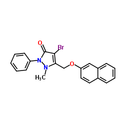4-Bromo-1-methyl-5-[(2-naphthyloxy)methyl]-2-phenyl-1,2-dihydro-3H-pyrazol-3-one结构式