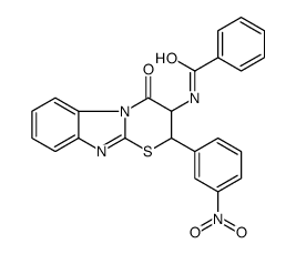 N-[2-(3-nitrophenyl)-4-oxo-2,3-dihydro-[1,3]thiazino[3,2-a]benzimidazol-3-yl]benzamide结构式