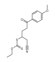 S-[1-(cyanomethyl)-4-(4-methoxyphenyl)-4-oxobutyl]-O-ethyl dithiocarbonate结构式