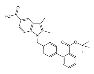 1-((2'-(tert-butoxycarbonyl)biphenyl-4-yl)methyl)-2,3-dimethyl-1H-indole-5-carboxylic acid结构式