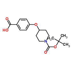 4-[1-叔丁氧羰酰-4-哌啶]氧苯甲酸结构式