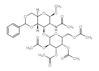 Methyl2-acetamido-3-O-(2,3,4,6-tetra-O-acetyl-b-D-galactopyranosyl)-4,6-O-benzylidene-2-deoxy-b-D-glucopyranoside structure