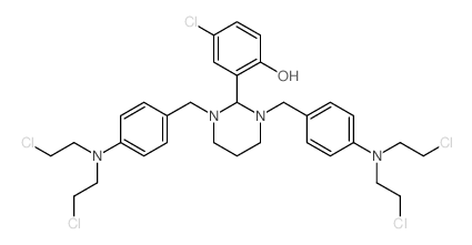 Phenol,2-[1,3-bis[[4-[bis(2-chloroethyl)amino]phenyl]methyl]hexahydro-2-pyrimidinyl]-4-chloro- structure