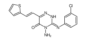 4-amino-3-(3-chloroanilino)-6-(2-thiophen-2-ylethenyl)-1,2,4-triazin-5-one结构式