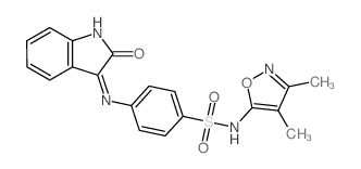 Benzenesulfonamide,4-[(1,2-dihydro-2-oxo-3H-indol-3-ylidene)amino]-N-(3,4-dimethyl-5-isoxazolyl)- Structure