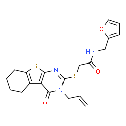 N-(furan-2-ylmethyl)-2-{[4-oxo-3-(prop-2-en-1-yl)-3,4,5,6,7,8-hexahydro[1]benzothieno[2,3-d]pyrimidin-2-yl]sulfanyl}acetamide Structure