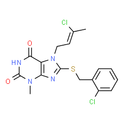(Z)-8-((2-chlorobenzyl)thio)-7-(3-chlorobut-2-en-1-yl)-3-methyl-3,7-dihydro-1H-purine-2,6-dione Structure