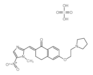2-[(1-methyl-5-nitro-imidazol-2-yl)methylidene]-6-(2-pyrrolidin-1-ylethoxy)tetralin-1-one; sulfuric acid Structure