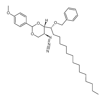 (4S,5S)-5-azido-4-((R)-1-(benzyloxy)pentadecyl)-2-(4-methoxyphenyl)-1,3-dioxane结构式