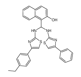 1-{[4-(4-ethyl-phenyl)-thiazol-2-ylamino]-(4-phenyl-thiazol-2-ylamino)-methyl}-naphthalen-2-ol结构式