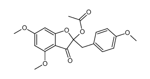 2-acetoxy-4,6-dimethoxy-2-(4-methoxy-benzyl)-benzofuran-3-one结构式