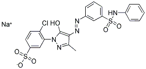 sodium 3-chloro-4-(5-hydroxy-3-methyl-4-(3-(phenylaminosulphonyl)phenylazo)-1H-pyrazole-1-yl)benzenesulphonate structure