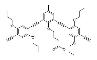 methyl-4-{2,6-bis[2-(2,5-dipropyloxy-4-ethynylphenyl)ethynyl]-4-methyl}phenoxybutyrate Structure