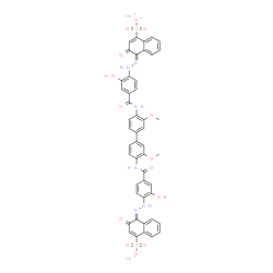 disodium 4,4'-[(3,3'-dimethoxy[1,1'-biphenyl]-4,4'-diyl)bis[iminocarbonyl(2-hydroxy-4,1-phenylene)azo]]bis(3-hydroxynaphthalene-1-sulphonate) structure