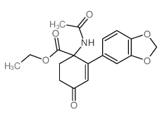 ethyl 1-acetamido-2-benzo[1,3]dioxol-5-yl-4-oxo-cyclohex-2-ene-1-carboxylate结构式