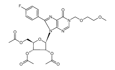 2',3',5'-tri-O-acetyl-8-(4-fluorophenyl)-1-[(2-methoxyethoxy)methyl]inosine结构式